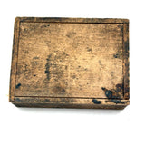 As Found: Collection of Old Carved Wooden Dice in Goodyear Rapid Needles Box