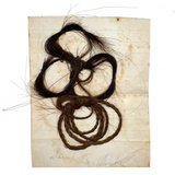 Gestural Pair of Victorian Mounted Hair Samples, Annotated, 1860s