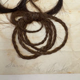 Gestural Pair of Victorian Mounted Hair Samples, Annotated, 1860s