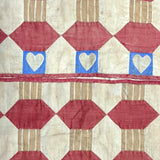 Favorite Ever Antique Child's Quilt with Heart Border and Monogram on Reverse