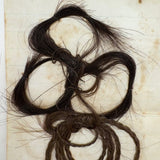 Gestural Pair of Victorian Mounted Hair Samples, Annotated, 1860s
