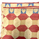 Favorite Ever Antique Child's Quilt with Heart Border and Monogram on Reverse