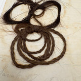 Gestural Pair of Victorian Mounted Hair Samples, Annotated, 1860s