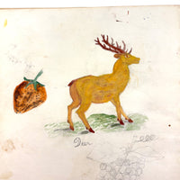 Caleb Cope's Most Wonderful Earlyish 19th Century Notebook with Many Watercolors and Schoolwork