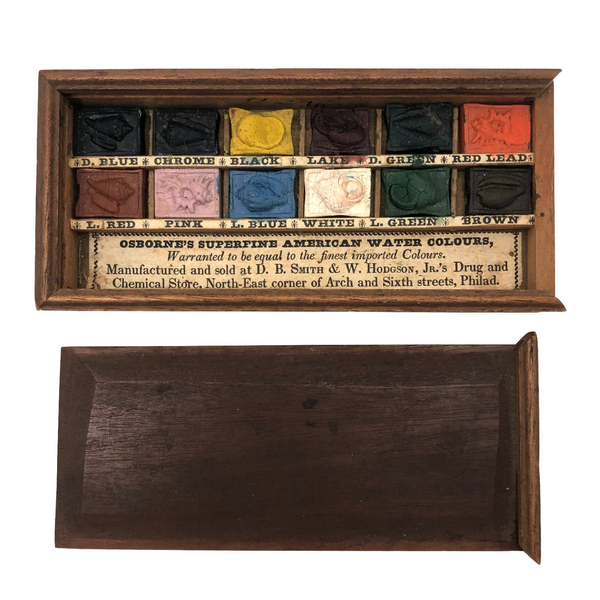 c. 1830s, Very Rare Osborne's Superfine American Watercolors Travel Set