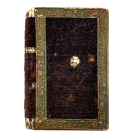 Nettie's Momentos: c. 1830s Marbled Paper Heart and Hair Braid in Book Shaped Mirrored Box