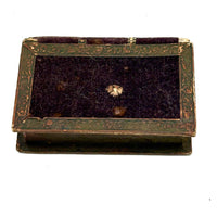 Nettie's Momentos: c. 1830s Marbled Paper Heart and Hair Braid in Book Shaped Mirrored Box