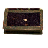 Nettie's Momentos: c. 1830s Marbled Paper Heart and Hair Braid in Book Shaped Mirrored Box