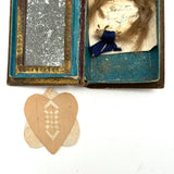 Nettie's Momentos: c. 1830s Marbled Paper Heart and Hair Braid in Book Shaped Mirrored Box