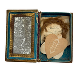Nettie's Momentos: c. 1830s Marbled Paper Heart and Hair Braid in Book Shaped Mirrored Box
