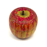SOLD Well Worn, Very Painterly Old Red and Yellow Turned Wood Apple Box