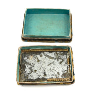 c. 1820s French GlassTopped Box with Two Figures and Interior Mirror
