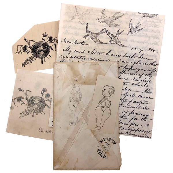 Dear Mother, 1882 Letter with Sweet Little Drawings