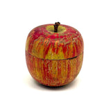 SOLD Well Worn, Very Painterly Old Red and Yellow Turned Wood Apple Box