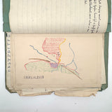 1938 German Geography Notebook with Tons of Notes and Many Hand-drawn Maps