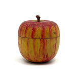 SOLD Well Worn, Very Painterly Old Red and Yellow Turned Wood Apple Box