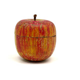 SOLD Well Worn, Very Painterly Old Red and Yellow Turned Wood Apple Box