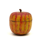 SOLD Well Worn, Very Painterly Old Red and Yellow Turned Wood Apple Box
