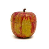 SOLD Well Worn, Very Painterly Old Red and Yellow Turned Wood Apple Box