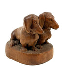 Wonderfully Done Diminutive Folk Carving of Pair of Dachshunds (2 Inches!)