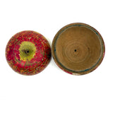 SOLD Well Worn, Very Painterly Old Red and Yellow Turned Wood Apple Box