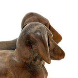Wonderfully Done Diminutive Folk Carving of Pair of Dachshunds (2 Inches!)