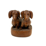 Wonderfully Done Diminutive Folk Carving of Pair of Dachshunds (2 Inches!)