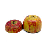 SOLD Well Worn, Very Painterly Old Red and Yellow Turned Wood Apple Box