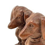 Wonderfully Done Diminutive Folk Carving of Pair of Dachshunds (2 Inches!)