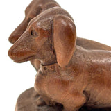 Wonderfully Done Diminutive Folk Carving of Pair of Dachshunds (2 Inches!)