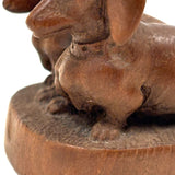Wonderfully Done Diminutive Folk Carving of Pair of Dachshunds (2 Inches!)