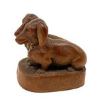 Wonderfully Done Diminutive Folk Carving of Pair of Dachshunds (2 Inches!)