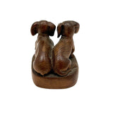 Wonderfully Done Diminutive Folk Carving of Pair of Dachshunds (2 Inches!)
