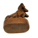 Wonderfully Done Diminutive Folk Carving of Pair of Dachshunds (2 Inches!)