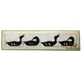 Painted Row of Loons on Long Beveled Wood Panel