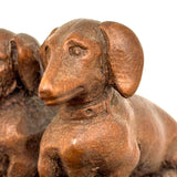 Wonderfully Done Diminutive Folk Carving of Pair of Dachshunds (2 Inches!)