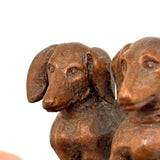 Wonderfully Done Diminutive Folk Carving of Pair of Dachshunds (2 Inches!)