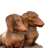 Wonderfully Done Diminutive Folk Carving of Pair of Dachshunds (2 Inches!)