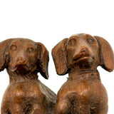 Wonderfully Done Diminutive Folk Carving of Pair of Dachshunds (2 Inches!)