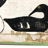 Painted Row of Loons on Long Beveled Wood Panel