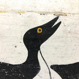 Painted Row of Loons on Long Beveled Wood Panel