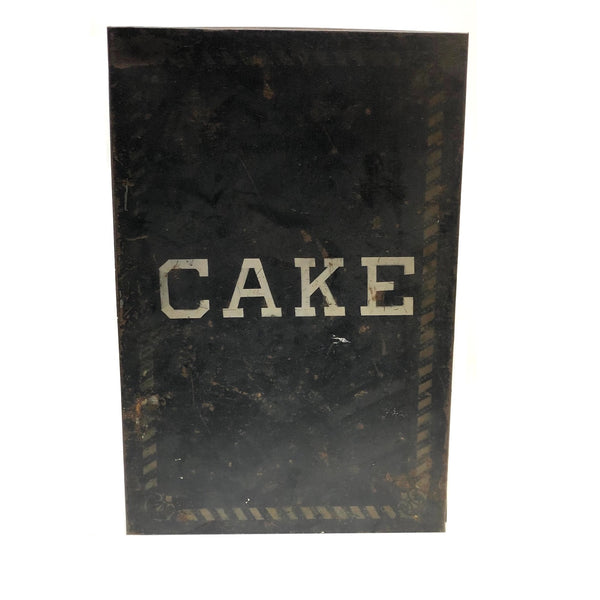 CAKE, Large Stencil Painted Tin Cake Box with Three Shelves
