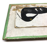 Painted Row of Loons on Long Beveled Wood Panel