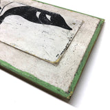 Painted Row of Loons on Long Beveled Wood Panel