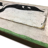 Painted Row of Loons on Long Beveled Wood Panel