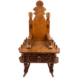 Crazy and Amazing c. 1950s Folk Art Tabletop Sewing Chair with Sparkly-Eyed Heads Everywhere!