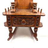 Crazy and Amazing c. 1950s Folk Art Tabletop Sewing Chair with Sparkly-Eyed Heads Everywhere!