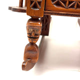 Crazy and Amazing c. 1950s Folk Art Tabletop Sewing Chair with Sparkly-Eyed Heads Everywhere!