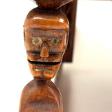 Crazy and Amazing c. 1950s Folk Art Tabletop Sewing Chair with Sparkly-Eyed Heads Everywhere!