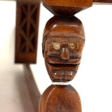 Crazy and Amazing c. 1950s Folk Art Tabletop Sewing Chair with Sparkly-Eyed Heads Everywhere!